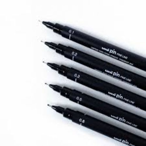 UniPin Fineliners, pack of 5 tips (0.1, 0.2, 0.3, 0.5, 0.8mm)
