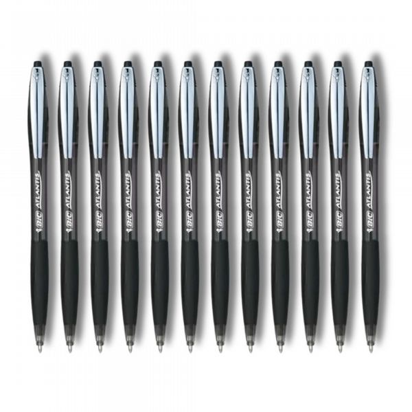 Bic Atlantis Premier Ballpoint Pen 1.0mm Black 902133 - Pack of 12