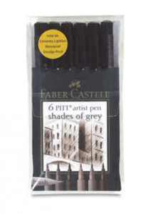 Faber Castell: Pitt Artists Brush Pen Set of 6: SHADES OF GREY