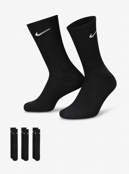 Nike Cushioned Training Crew Socks (3 Pack) (Black, 5 - 8)
